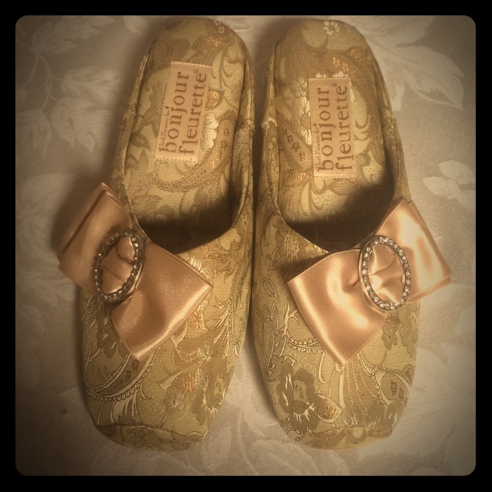 SOLD Fancy posh gold slippers; almost new
